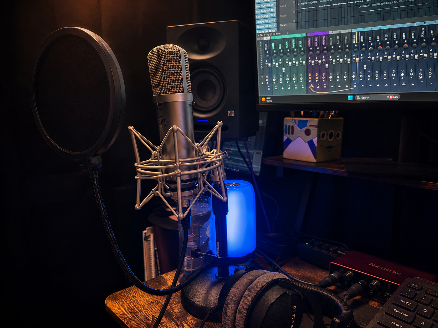 Condenser mic and interface ready to record