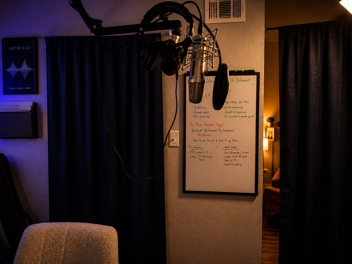 The vocal booth at Intrisio Studios