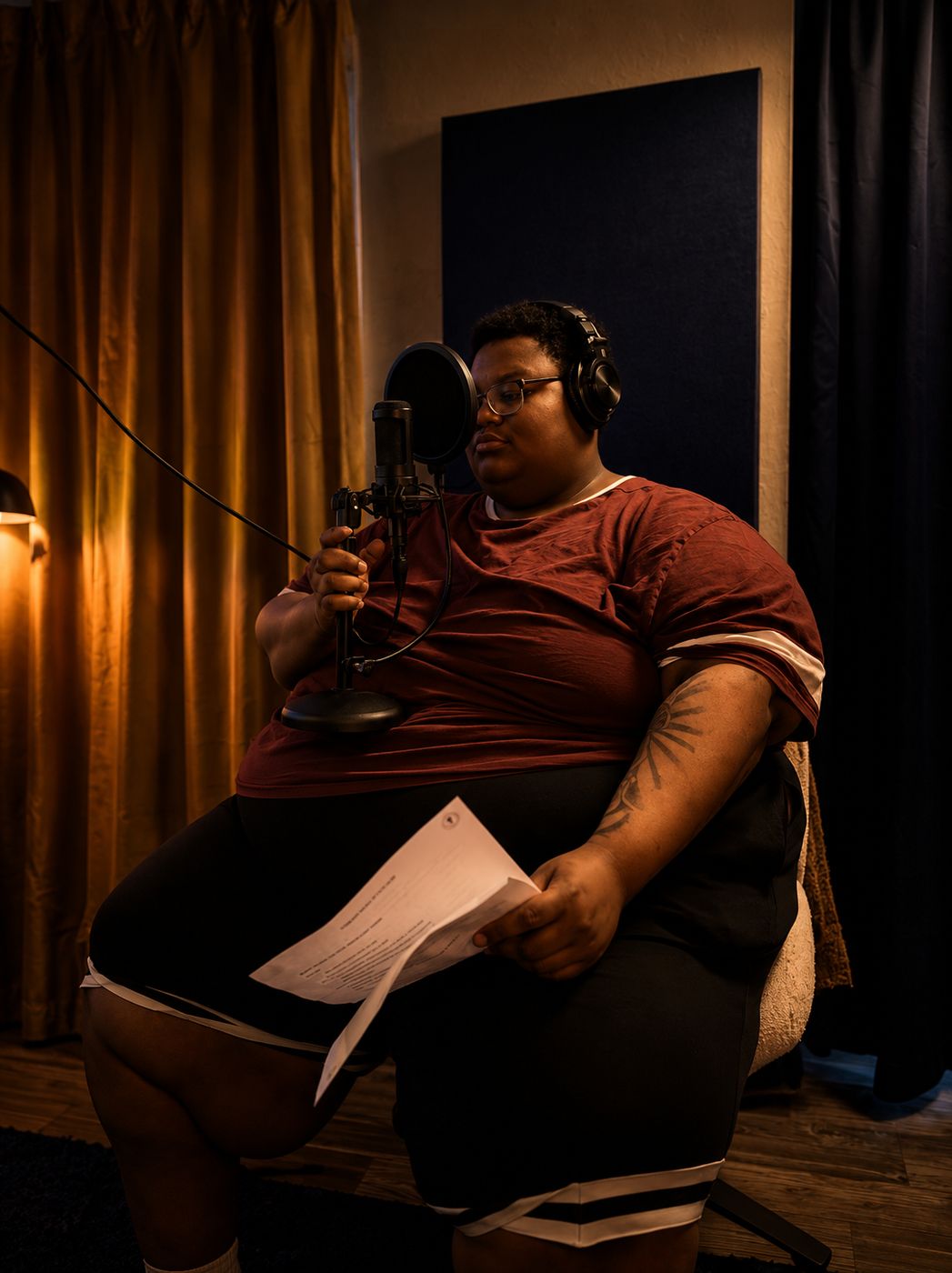 Artist working through lyrics